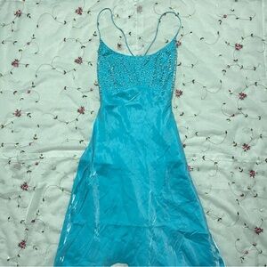 Vintage Blue Beaded Formal Dress